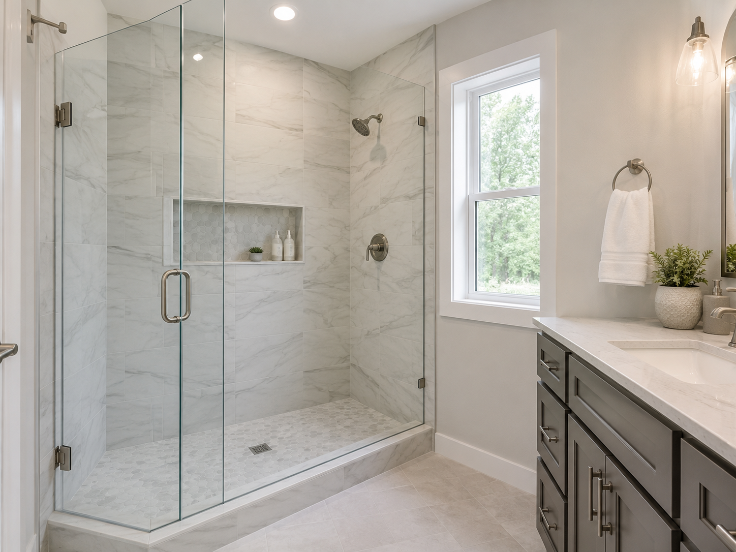 Tub to shower conversion by Heartland Remodeling
