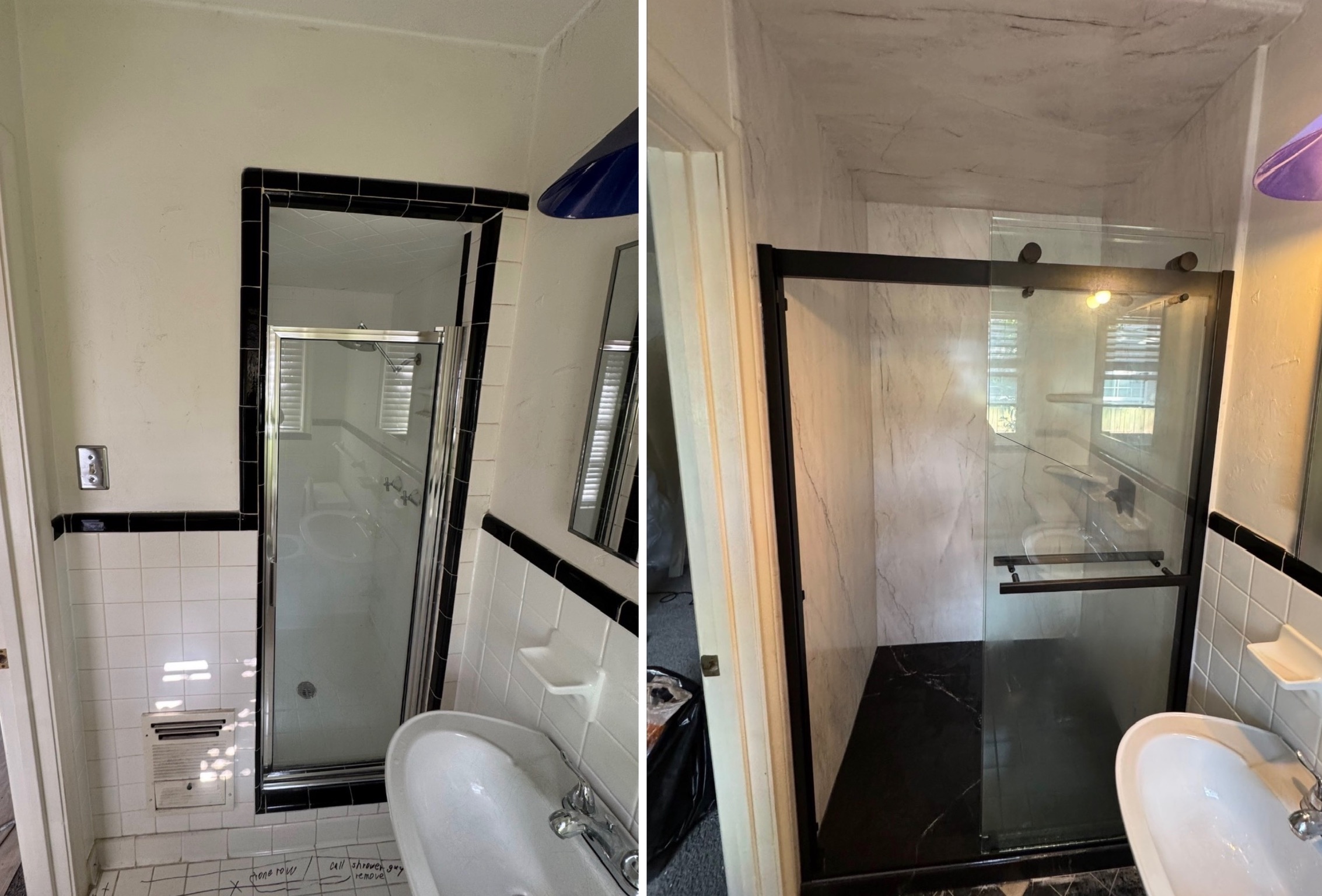 shower replacement to expand the space and make it more accessible